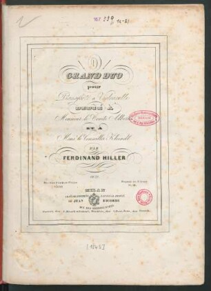 Grand Duo pour Pianoforte et Violoncelle : Op: 22