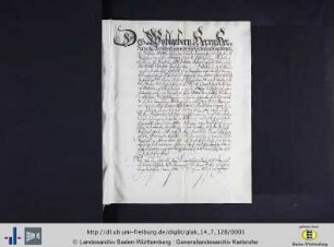 Urkunde, GLA Karlsruhe, 14/128