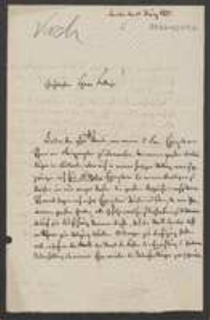 Brief von Karl Heinrich Emil Koch an Unbekannt