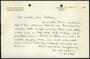 C. Weickert an G. Karo