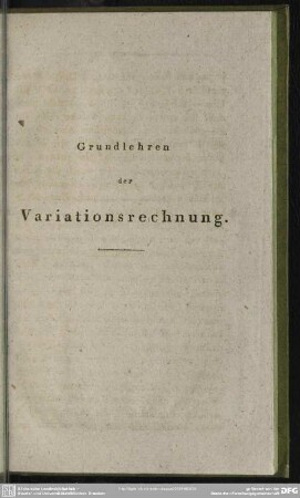 Grundlehren der Variationsrechnung