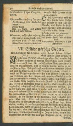 VII. Etliche nöthige Gebete