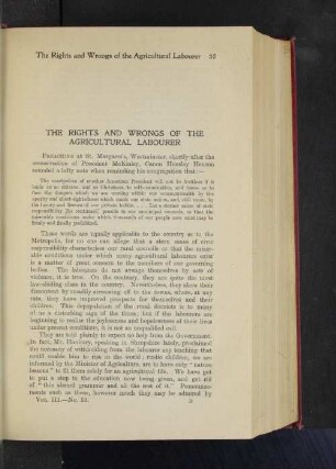 The Rights and Wrongs of the Agricultural Labourer.