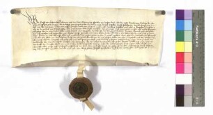 Graf Kraft von Hohenlohe bekennt die Schuld an Gemmingen, die auf Schweiker von Gemmingen übertragen wird; Siegel: Kraft von Hohenlohe.