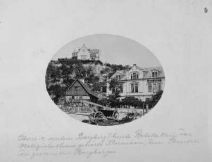 Dorfplatz Loschwitz : Dorfplatz Loschwitz. Vermutlich Albuminpapierabzug, 8,5 x 11,3 cm (um 1870; A. Kotzsch). Dresden: Hauptstaatsarchiv Dresden 612/9