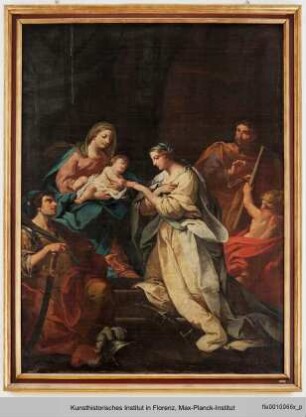 Die mystische Vermählung der Heiligen Katharina von Alexandrien und die Heiligen Lukas und Georg