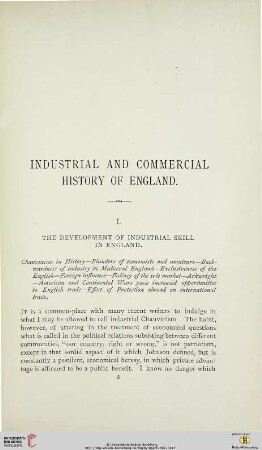 I. The development of industrial skill in England