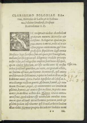 Clarissimo Poloniae Baroni, Hieroslao de Lasko, et in Rithuania, Palatino Siradiensi, Erasmus Roterodamus S. D.