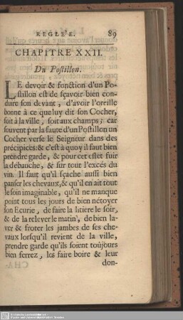 Chap. XXII. Du Postillon