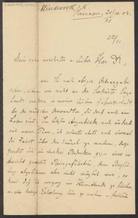 Brief an Ludwig Strecker  und B. Schott's Söhne : 20.10.1904