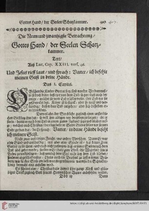 Die neun und zwantzigste Betrachtung: Gottes Hand der Seelen Schatzkammer