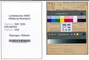 Entnazifizierung Wilhelm Eppingen , geb. 03.03.1889 (Grubenarbeiter)