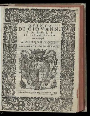 Giovanni Priuli: Il primo libro de madrigali. A cinque voci ... Quinto
