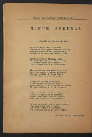 Minué federal : (Canción porteña del año 1840)