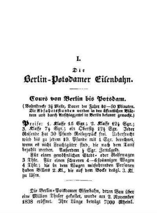 I. Die Berlin-Potsdamer Eisenbahn