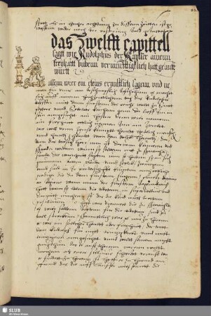 das zwelfft capittell sagtt wie Rudolphus der Kaysser ainennn Freyhaitt bubenn vernunfttiglich hatt geanttwurtt.