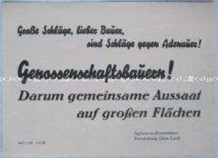 Klebezettel mit Propaganda für die Kollektivierung