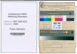 Entnazifizierung Hermann Frank , geb. 22.06.1899 (Stadtsekretaer)