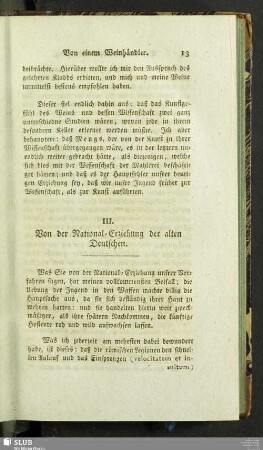 III. Von der National-Erziehung der alten Deutschen