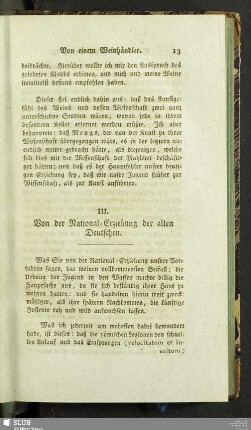 III. Von der National-Erziehung der alten Deutschen