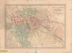 Stadtplan von Berlin, ca. 1:12 000, Kupferst., 1835 : Neuester Grundriss von Berlin / gezeichnet von D. G. Reymann. - [Ca. 1:12 000]. - Berlin : Simon Schropp & Co. , 1835. - 1 Kt. : kolor. Kupferst. ; 48 x 35 cm