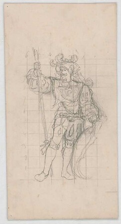 Bauernfeind, Gustav; Italien; Österreich; Schweiz; Studien- und Reiseskizzen - Figur vom Grabmal Maximilians aus der Hofkirche in Innsbruck (Ansicht)