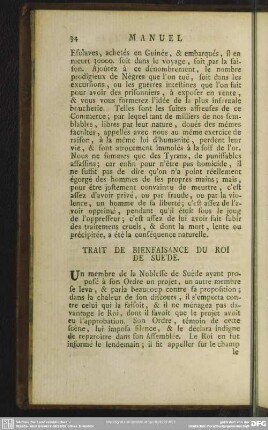 Trait De Bienfaisance Du Roi De Suède