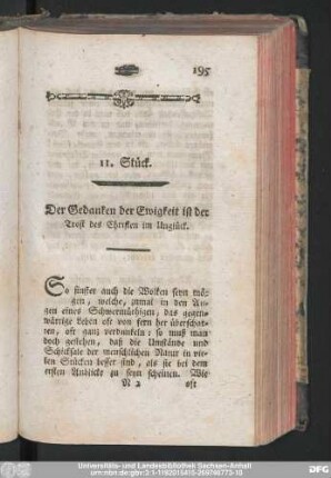 Der Gedanken der Ewigkeit ist der Trost des Christen im Unglück.