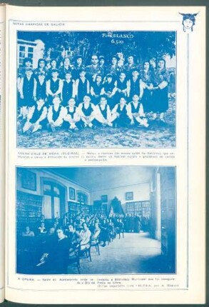 Santa Cruz de Mera (Oleiros). : [Retrato de] Nenos e rapazas [...] que ensayados e baixo a direución do mestre da escola, deron un festival xurdio e grandioso de cantos e declamación.