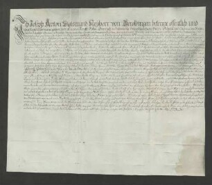 Instrumentum cautionis des Anton Sigismund von Beroldingen.