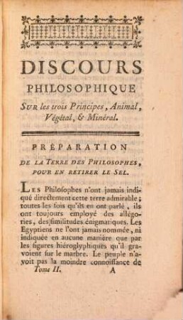 Discours Philosophique Sur Les Trois Principes, Animal, Végétal Et Minéral Ou La Clef Du Sanctuaire Philosophique, 2