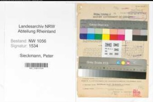 Entnazifizierung Peter Sieckmann , geb. 29.11.1922 (Kaufmann)