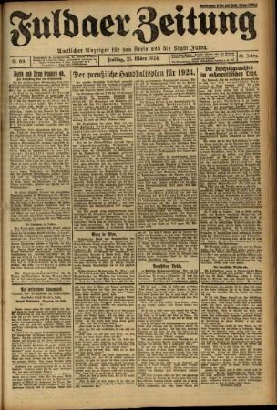 Erste Ausgabe vom Freitag, den 21. März 1924.