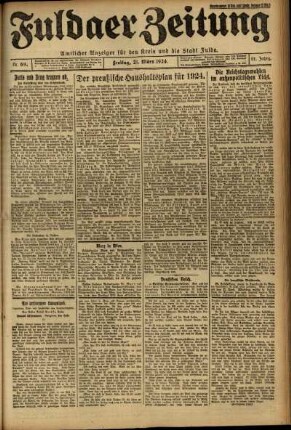 Erste Ausgabe vom Freitag, den 21. März 1924.
