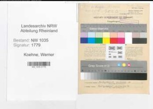 Entnazifizierung Werner Koehne , geb. 16.05.1912 (Steiger)