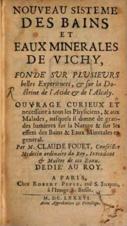 Nouveau sistème des bains et eaux minérales de Vichy