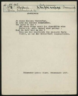 Jn einem kleinen Tintenfass