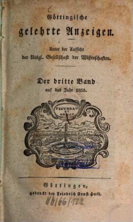Göttingische gelehrte Anzeigen : unter Aufsicht d. Akademie der Wissenschaften. [97.] 1835, 3
