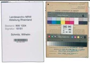 Entnazifizierung Wilhelm Schmitz , geb. 24.06.1901 (Kolonnenfuehrer)