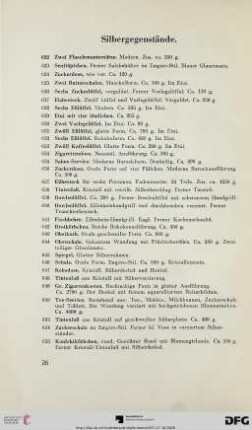 Silbergegenstände (Nr. 622-672)