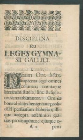 Disciplina seu Leges Gymnasii Gallici.