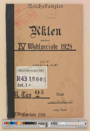 Reichstagswahlen. - IV. Wahlperiode (1928)
