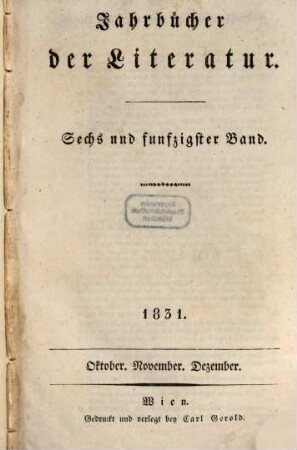 Jahrbücher der Literatur. 56. 1831
