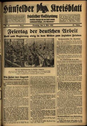 Erste Ausgabe vom Dienstag, den 02. Mai 1933.