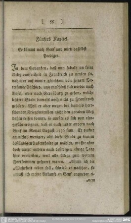 Fünftes Kapitel. Er kömmt nach Genf und wird daselbst Prediger