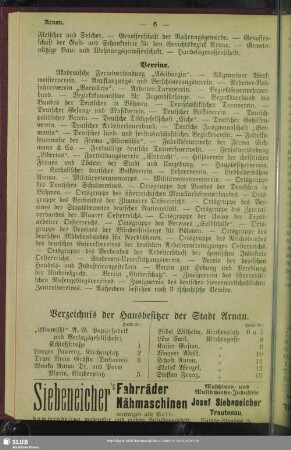 Häuserbuch : Verzeichniß der Hausbesitzer der Stadt Arnau