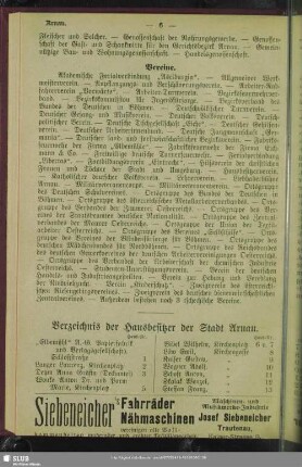 Häuserbuch : Verzeichniß der Hausbesitzer der Stadt Arnau