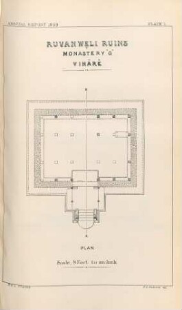 Plate I. Ruvanweli Ruins. Monastery "G". Vihârê. Plan