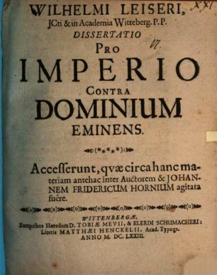 Diss. pro imperio contra dominium eminens
