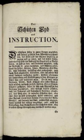 Der Schützen Eyd und Instruction : [Conclusum in Senatu, Donnerstags, den 13. Januarii, 1757.]